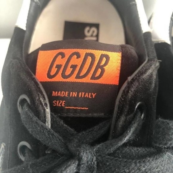 GOLDEN GOOSE Superstar Black Velvet Blue Glitter Star Lace Up Sneakers Size US 7 - Picture 2 of 14